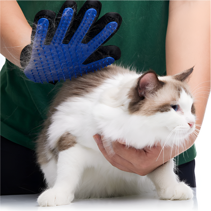 Image of MATE Pet Deshedder Hair Removal Glove in blue; designed for pet owners who value ease, efficiency and effectiveness.